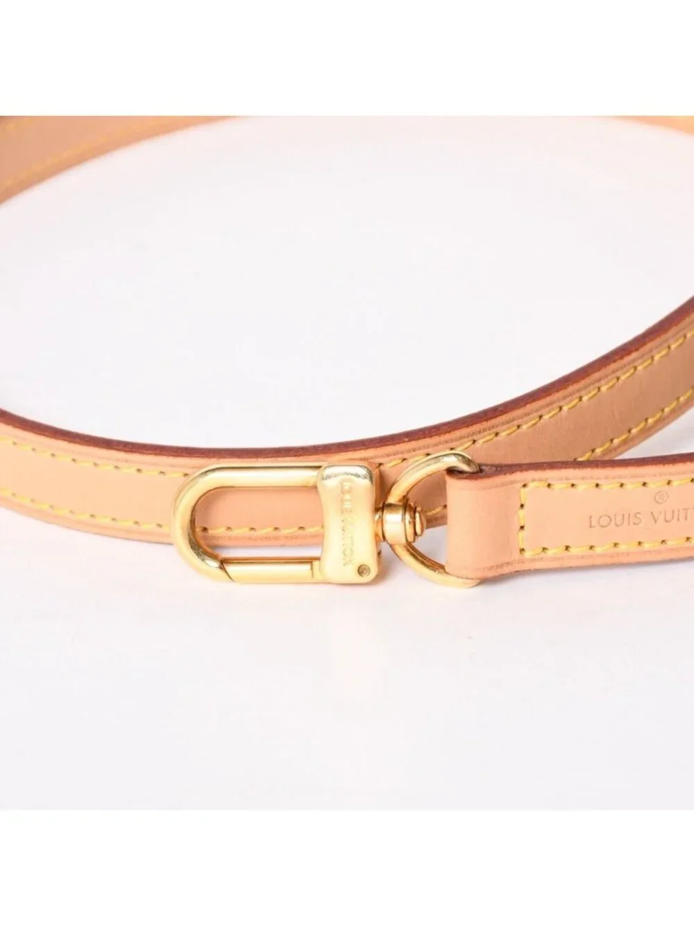 Louis Vuitton Shoulder Strap LV Logo Vachetta Leather Brown Gold